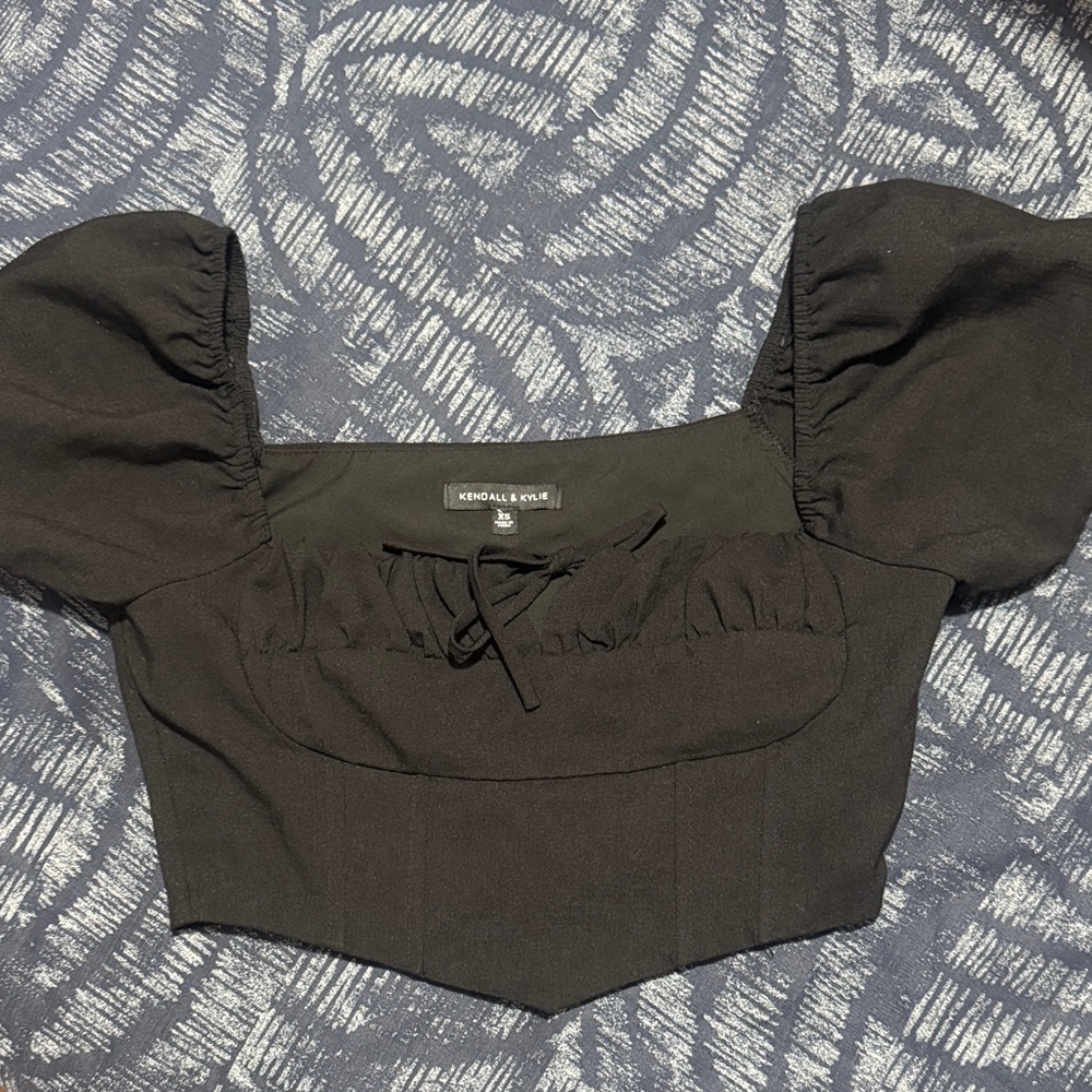 Kendall & Kylie Elegant Black Crop Top